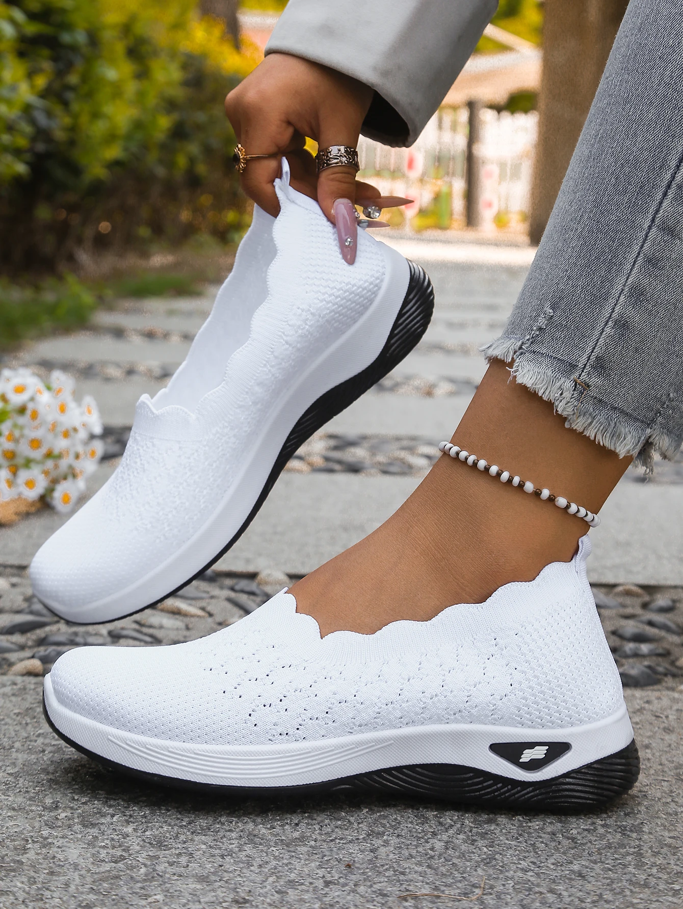 Women shoes Orthopedic Knit Walking Shoes Breathable Slip-On Loafers Soft Non-Slip Wedge Sneakers Comfortable Casual Footwear