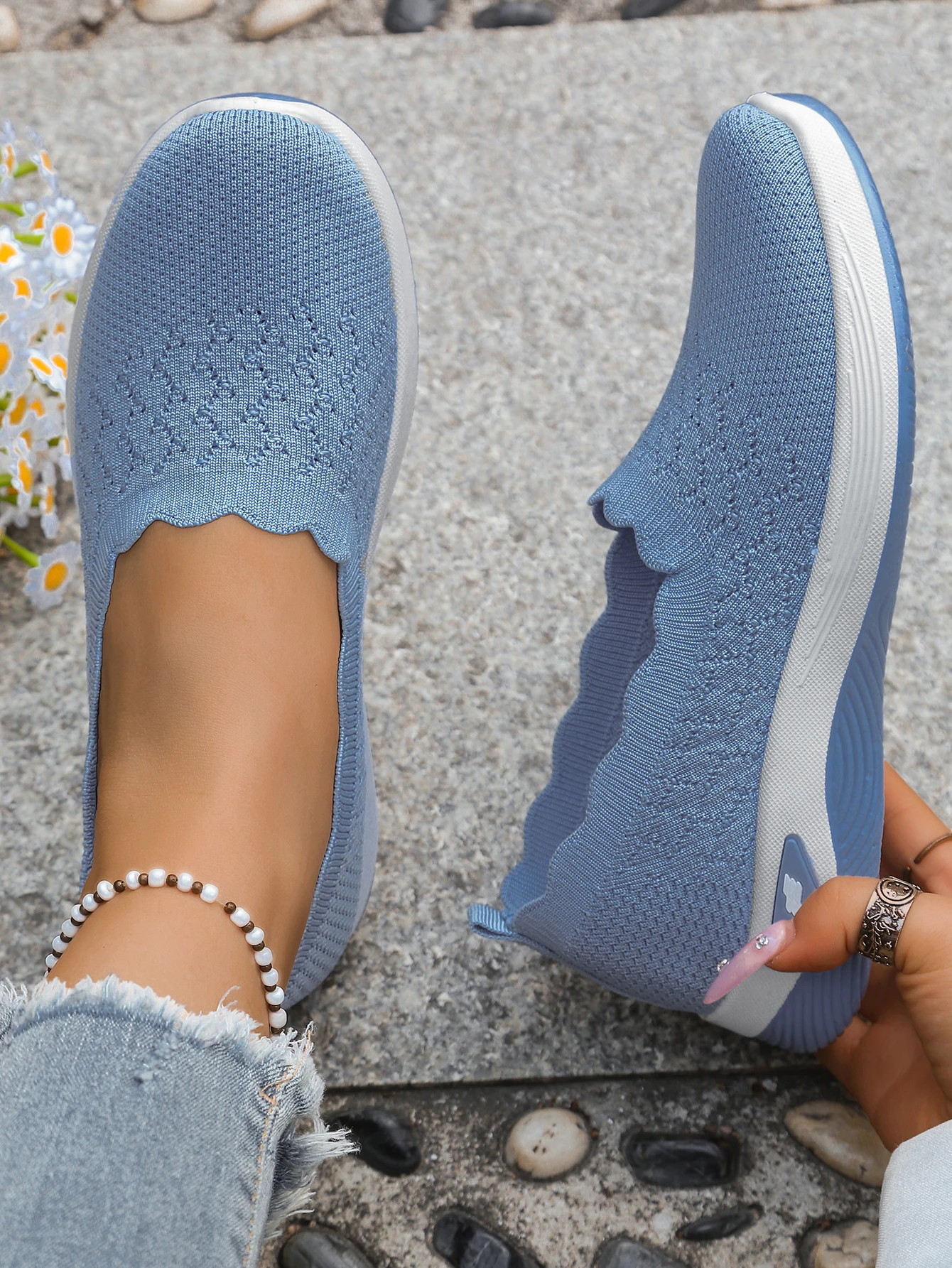 Women shoes Orthopedic Knit Walking Shoes Breathable Slip-On Loafers Soft Non-Slip Wedge Sneakers Comfortable Casual Footwear