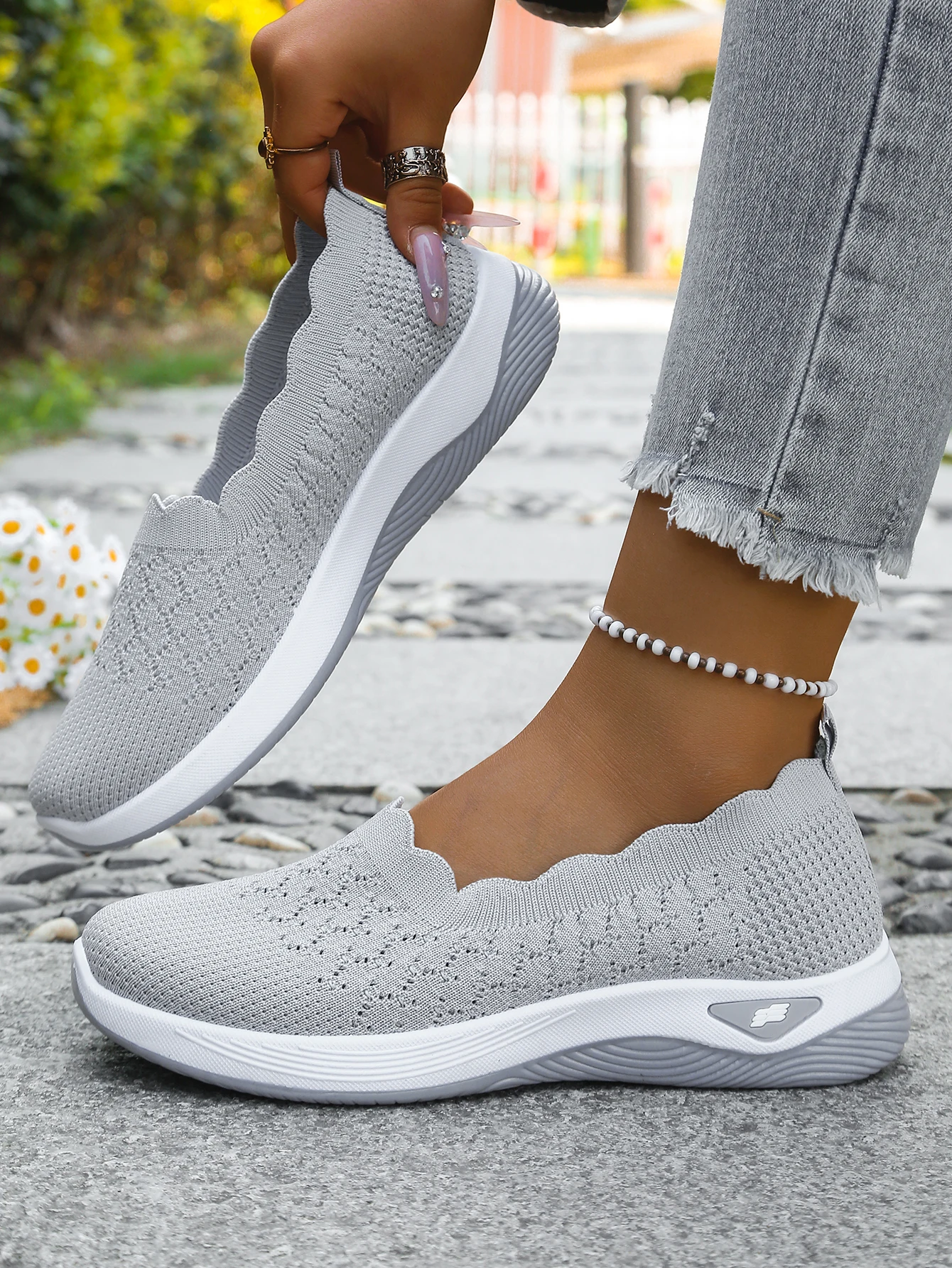 Women shoes Orthopedic Knit Walking Shoes Breathable Slip-On Loafers Soft Non-Slip Wedge Sneakers Comfortable Casual Footwear