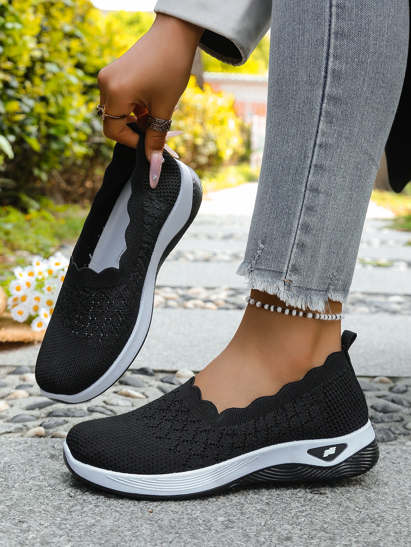 Women shoes Orthopedic Knit Walking Shoes Breathable Slip-On Loafers Soft Non-Slip Wedge Sneakers Comfortable Casual Footwear