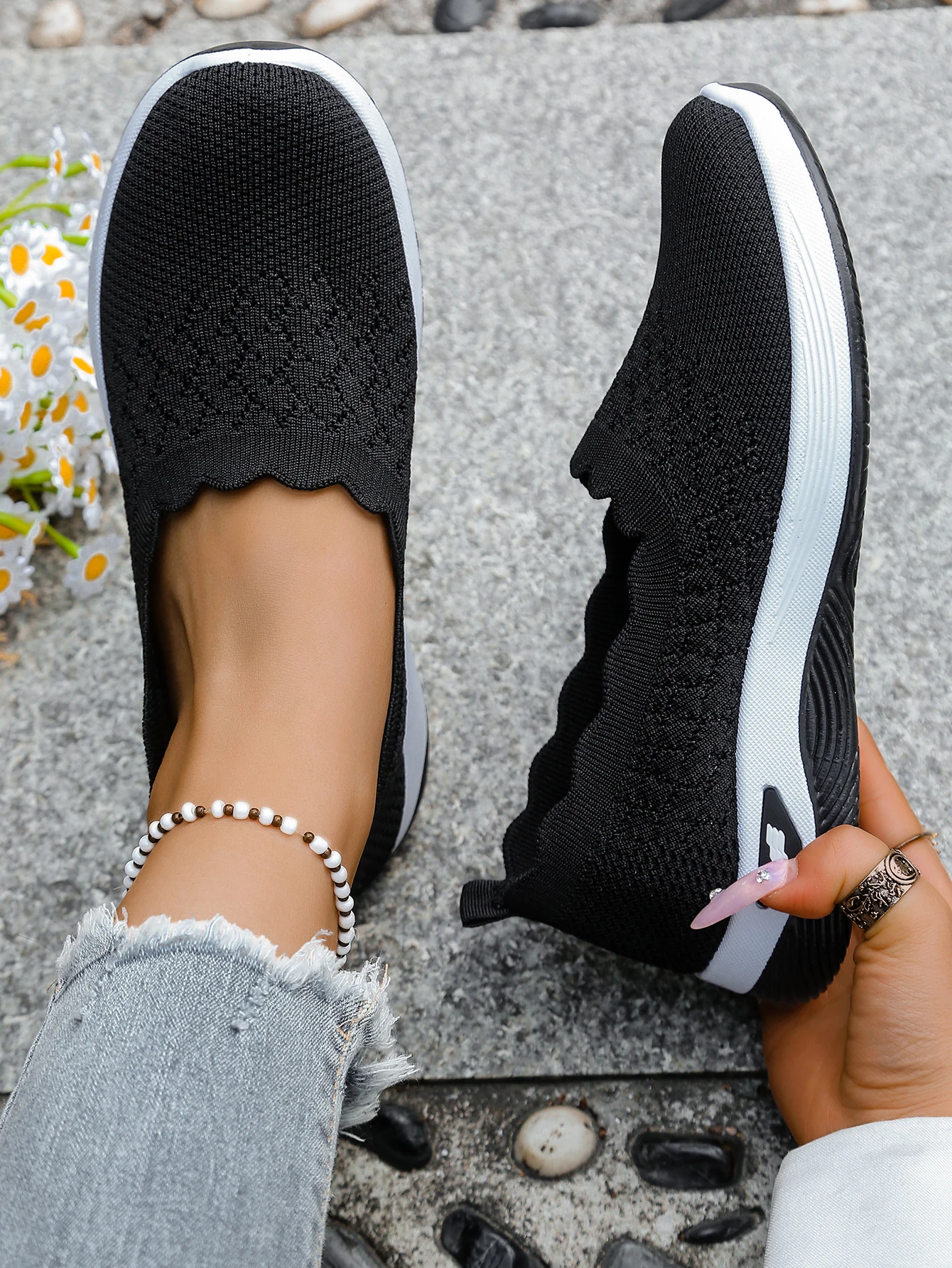 Women shoes Orthopedic Knit Walking Shoes Breathable Slip-On Loafers Soft Non-Slip Wedge Sneakers Comfortable Casual Footwear