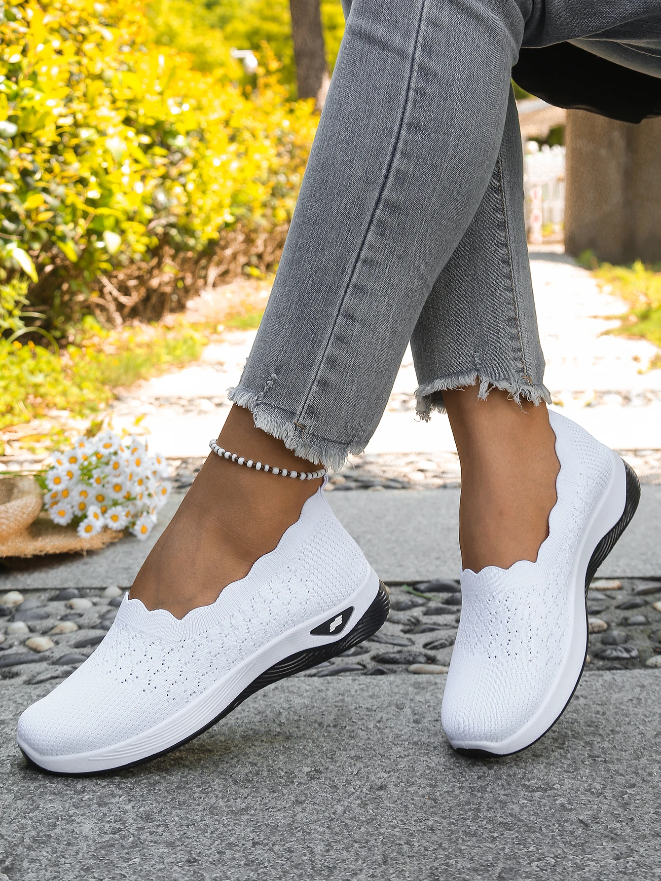 Women shoes Orthopedic Knit Walking Shoes Breathable Slip-On Loafers Soft Non-Slip Wedge Sneakers Comfortable Casual Footwear