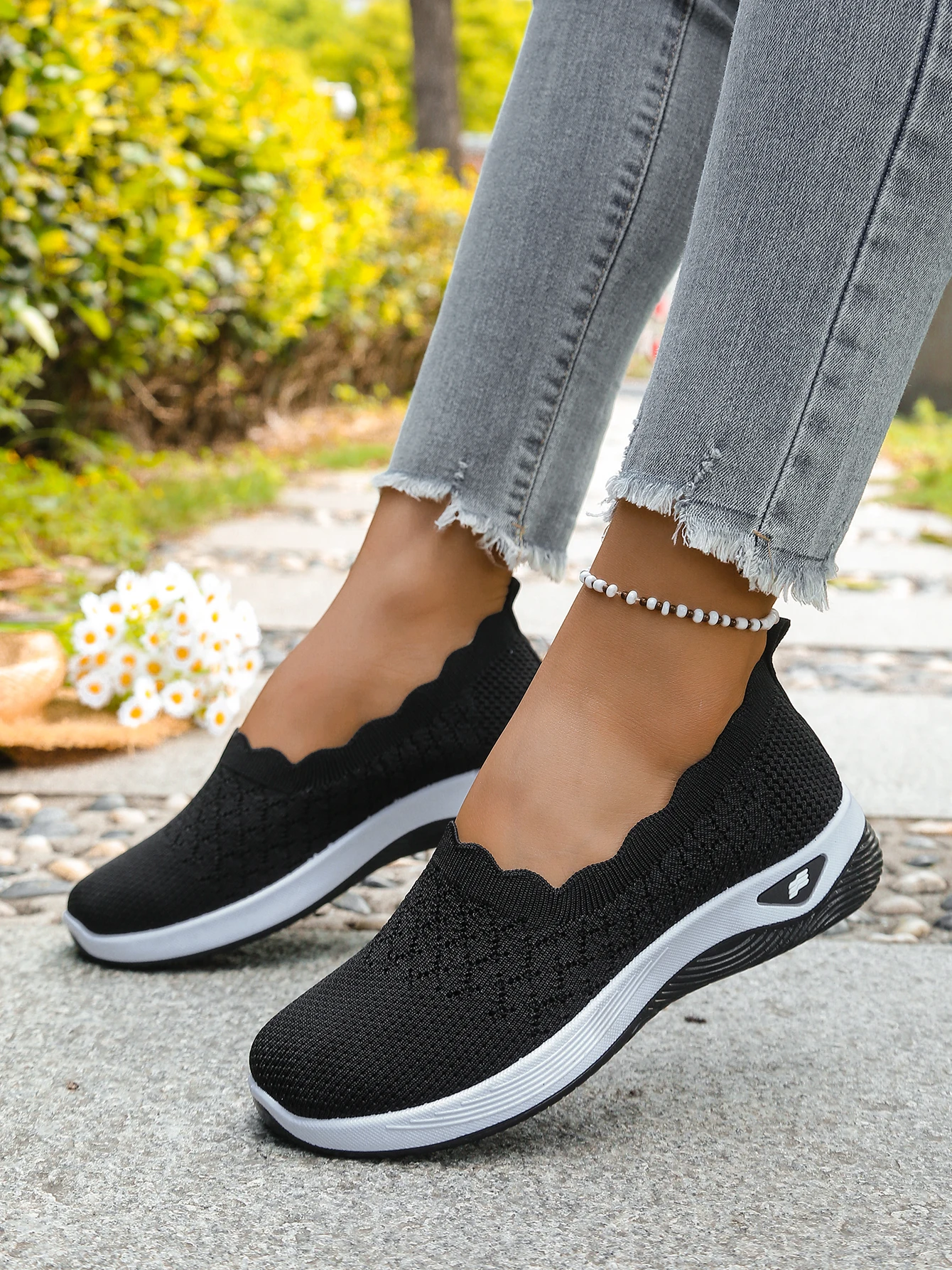 Women shoes Orthopedic Knit Walking Shoes Breathable Slip-On Loafers Soft Non-Slip Wedge Sneakers Comfortable Casual Footwear