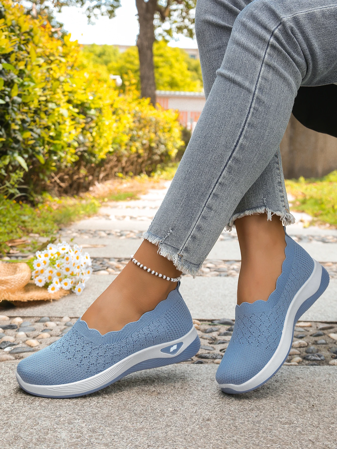 Women shoes Orthopedic Knit Walking Shoes Breathable Slip-On Loafers Soft Non-Slip Wedge Sneakers Comfortable Casual Footwear