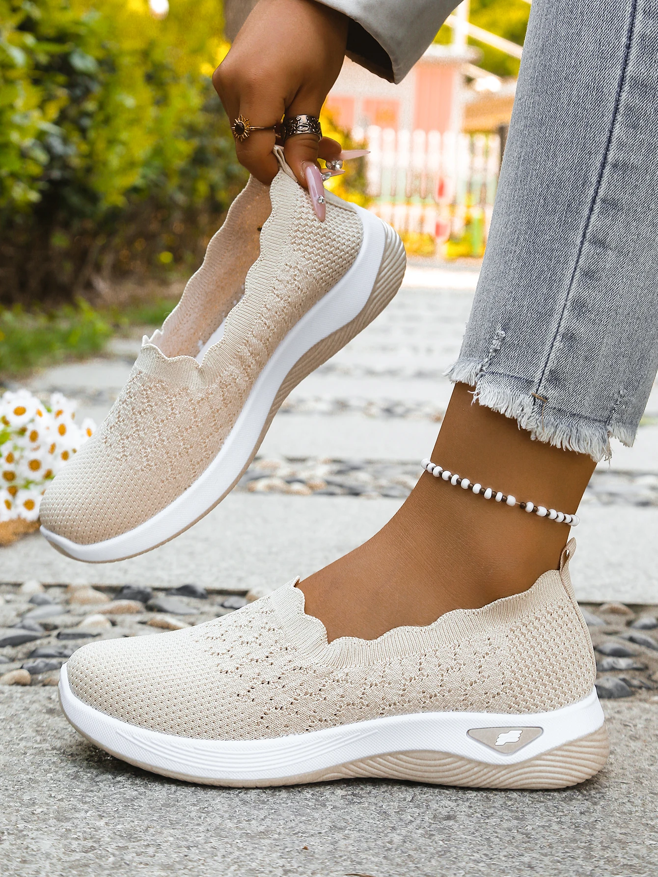 Women shoes Orthopedic Knit Walking Shoes Breathable Slip-On Loafers Soft Non-Slip Wedge Sneakers Comfortable Casual Footwear