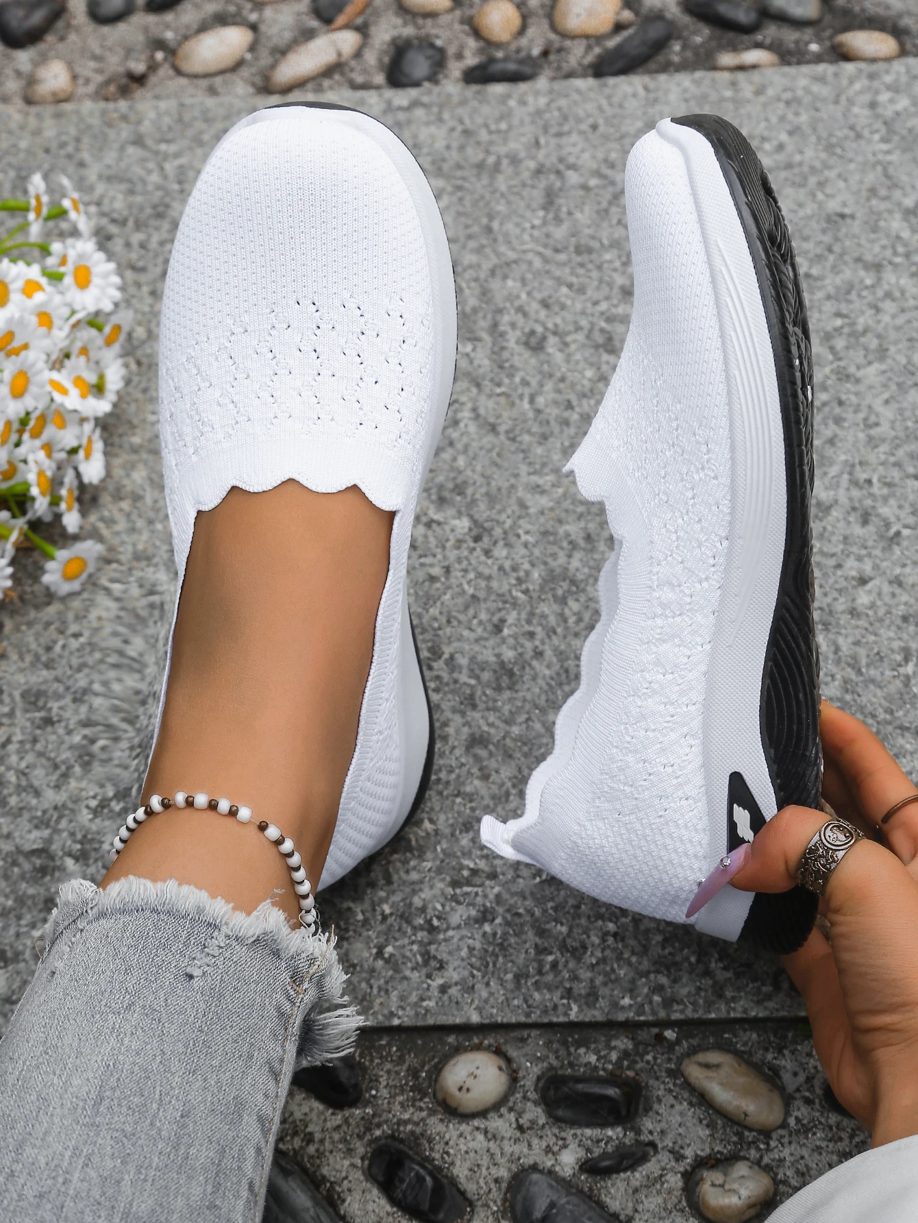 Women shoes Orthopedic Knit Walking Shoes Breathable Slip-On Loafers Soft Non-Slip Wedge Sneakers Comfortable Casual Footwear