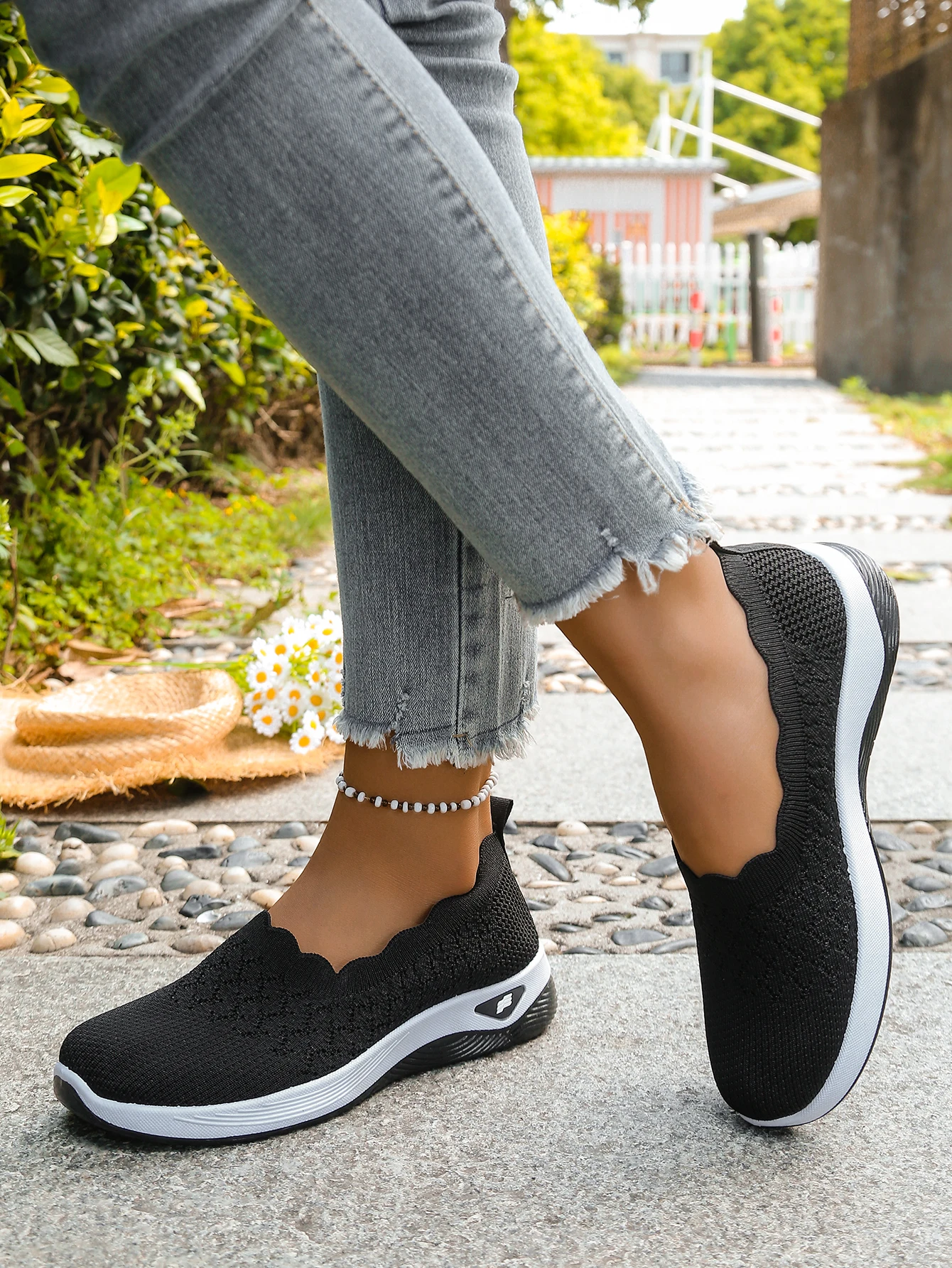 Women shoes Orthopedic Knit Walking Shoes Breathable Slip-On Loafers Soft Non-Slip Wedge Sneakers Comfortable Casual Footwear