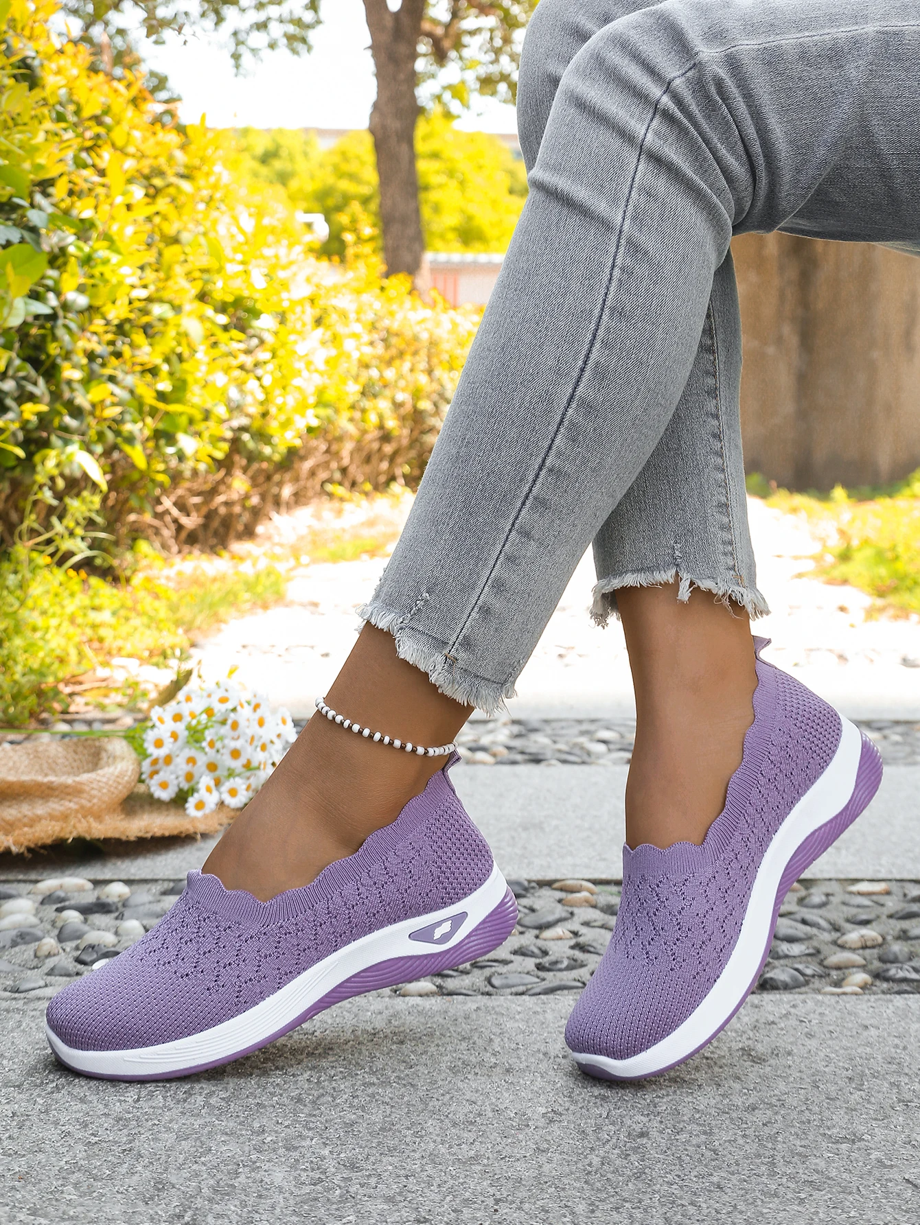 Women shoes Orthopedic Knit Walking Shoes Breathable Slip-On Loafers Soft Non-Slip Wedge Sneakers Comfortable Casual Footwear