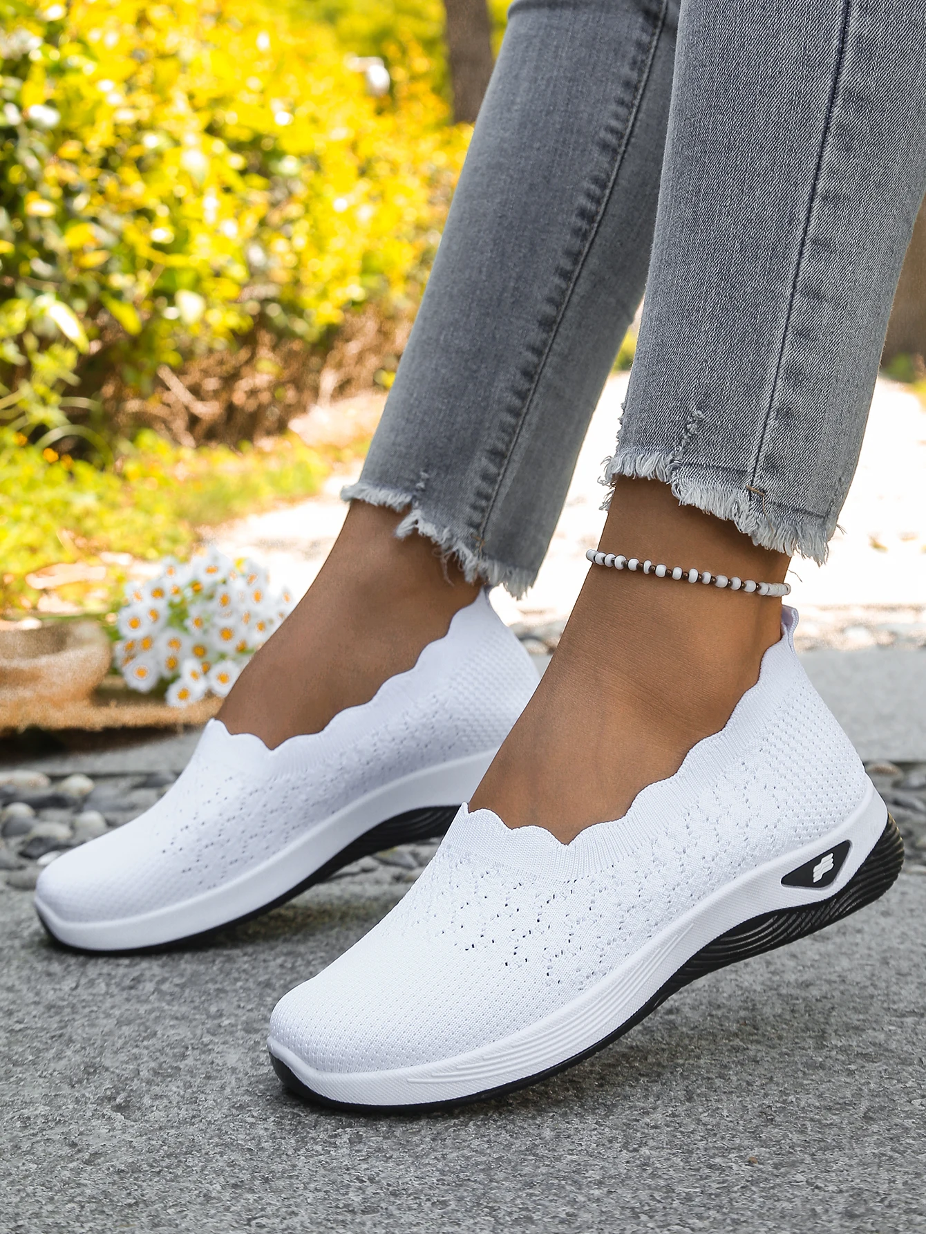 Women shoes Orthopedic Knit Walking Shoes Breathable Slip-On Loafers Soft Non-Slip Wedge Sneakers Comfortable Casual Footwear
