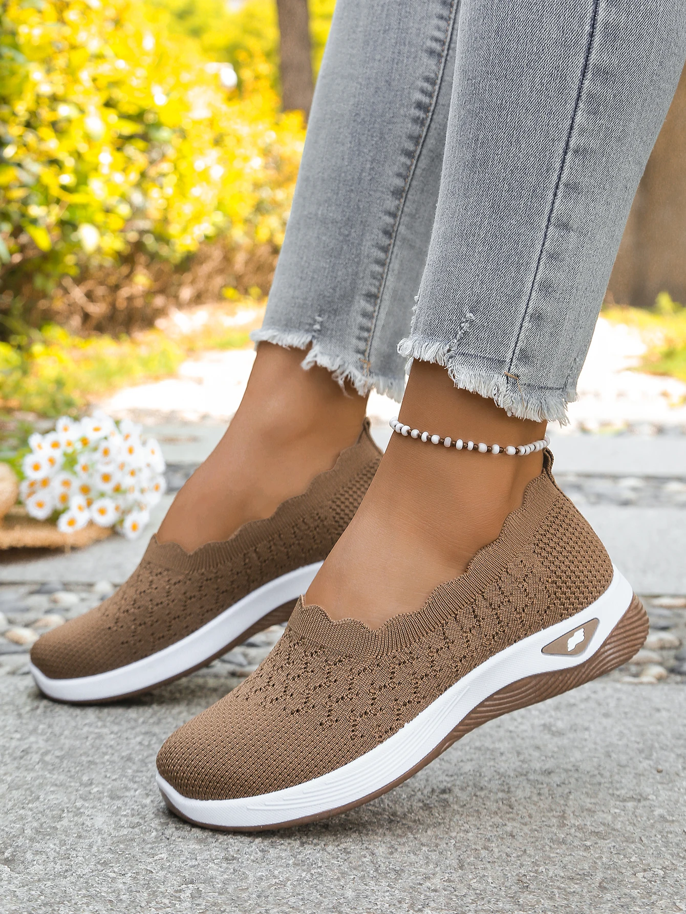 Women shoes Orthopedic Knit Walking Shoes Breathable Slip-On Loafers Soft Non-Slip Wedge Sneakers Comfortable Casual Footwear
