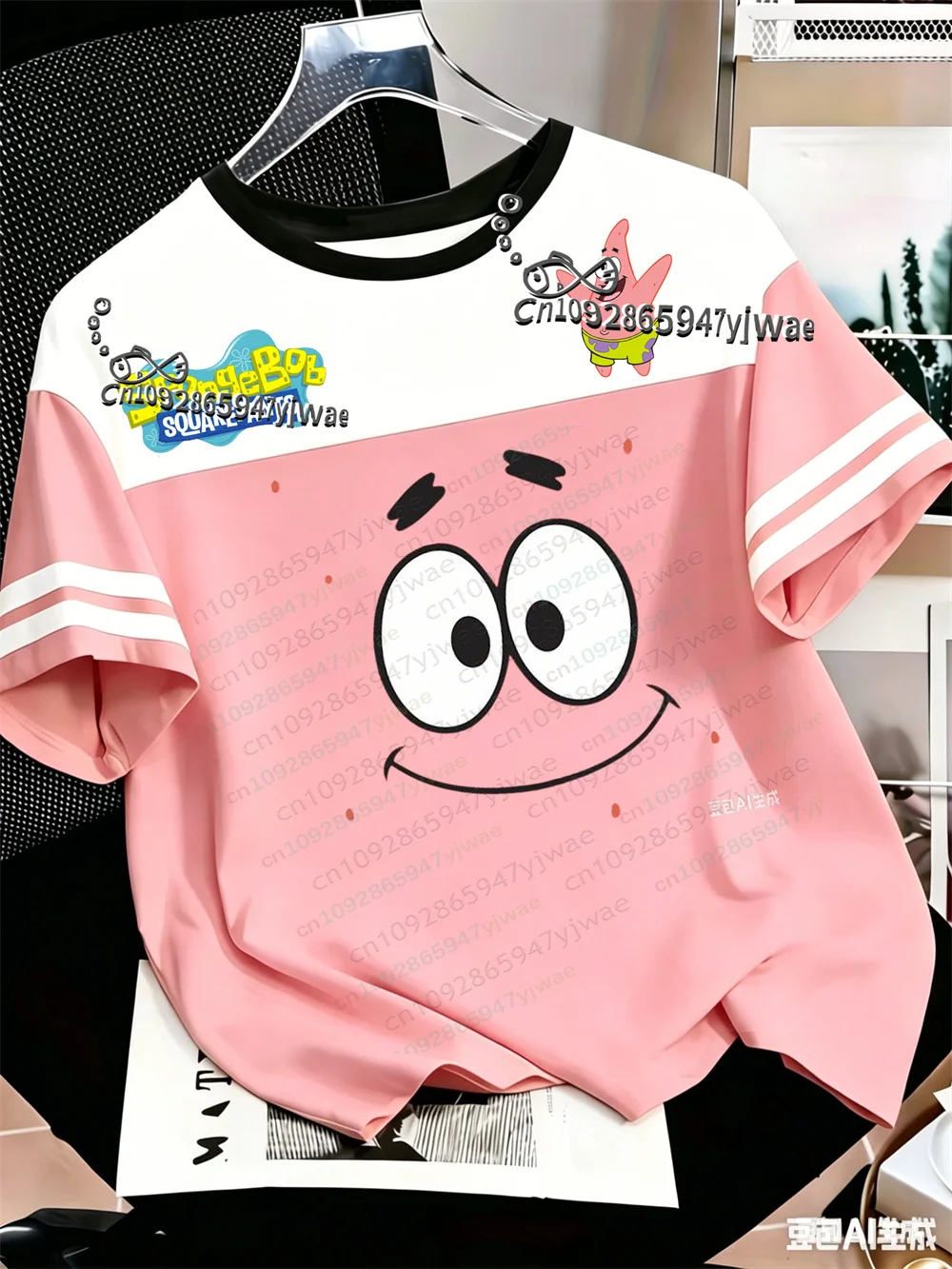 SpongeBob SquarePants 3D Graphic Printed Jersey Short Sleeve Fashion Cartoon Casual Top Summer Men's Women's T-shirts Top