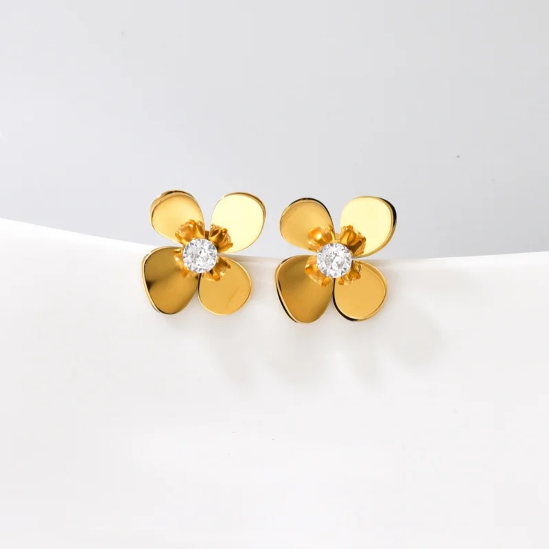 New Fashion Elegant Floral Daisy Earrings For Women Creative Stainless Steel 18k Gold Plated Minimalist Jewelry Gifts