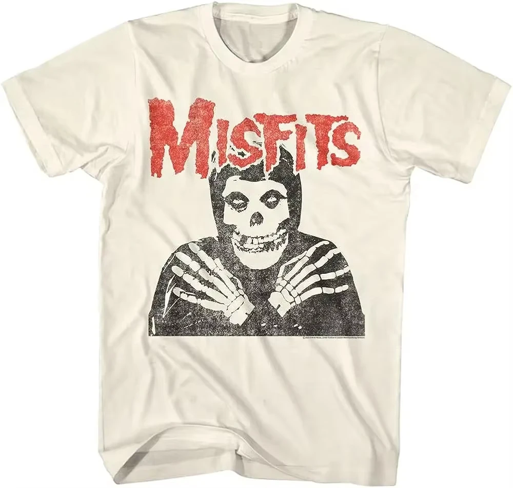 New Fashion Misfits Punk Style Tshirt Retro Street Skull Pattern Men's T-shirt