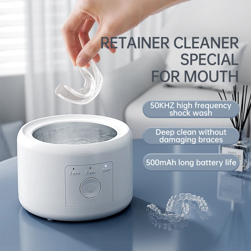 USB Electric Ultrasonic Cleaning Machine, Multi-Function for Denture Braces Box Invisible Retainer, Cleaner Device