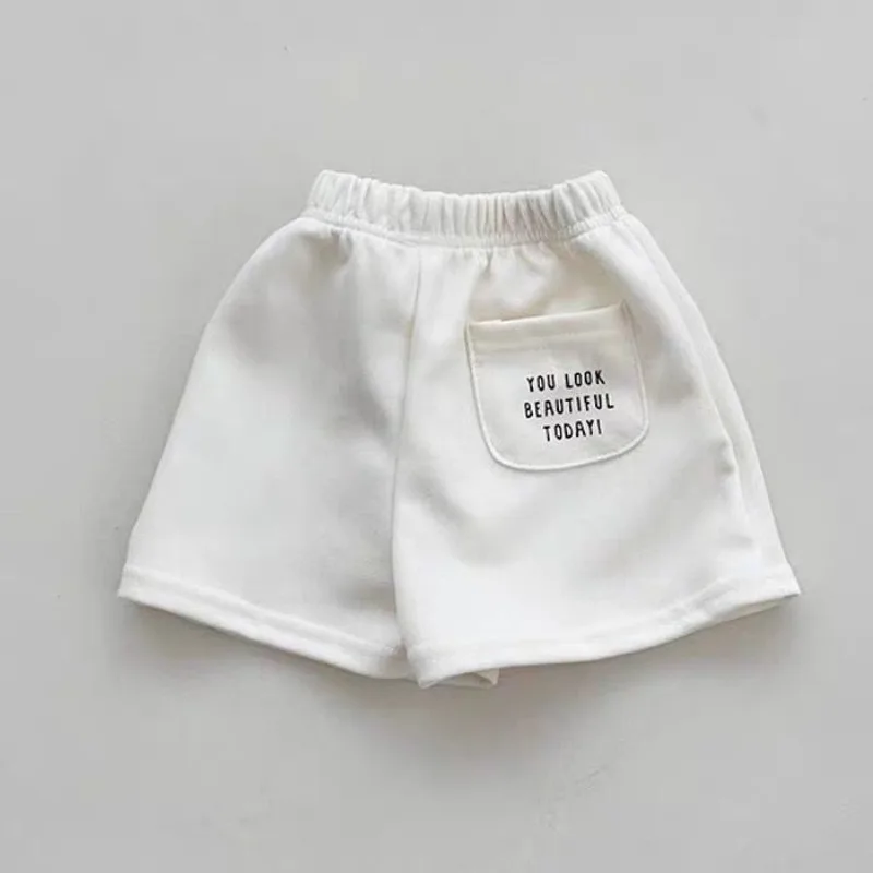 Summer RAISE Kids Girls Shorts Thin Letter Printed Pockets Children Girls Shorts Loose Elastic Waist Infant Babys Girls Shorts