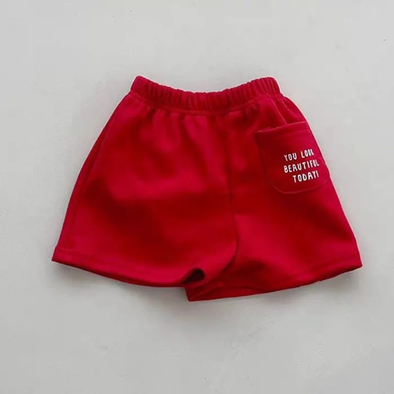 Summer RAISE Kids Girls Shorts Thin Letter Printed Pockets Children Girls Shorts Loose Elastic Waist Infant Babys Girls Shorts