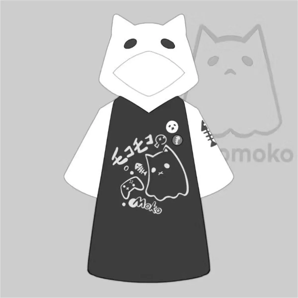 Korean Kawaii Cat Ears Hoodie Tops Women Y2k Short Sleeve Sweatshirts T-shirts 2024 Summer New Mid-length Loose Pullovers