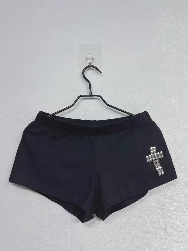 Women Y2K Summer Streetwear Gyaru Vintage goth Graphic Acubi Shorts Button Low Rise Short Hot Pants 2000s Alt Clothes