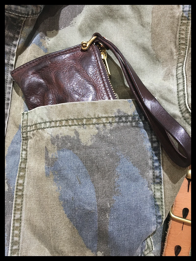 AETOO Locomotive retro long pleated to do old men's first layer cowhide purse hand bag coin purse