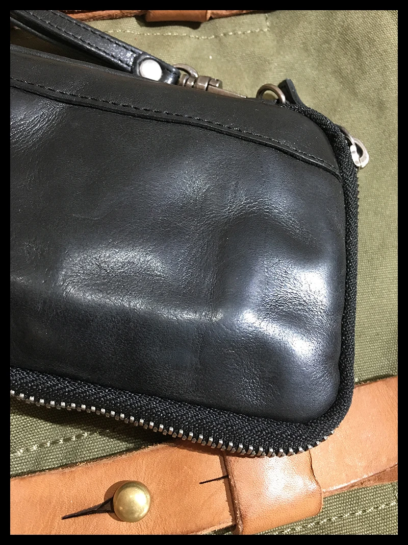 AETOO Locomotive retro long pleated to do old men's first layer cowhide purse hand bag coin purse