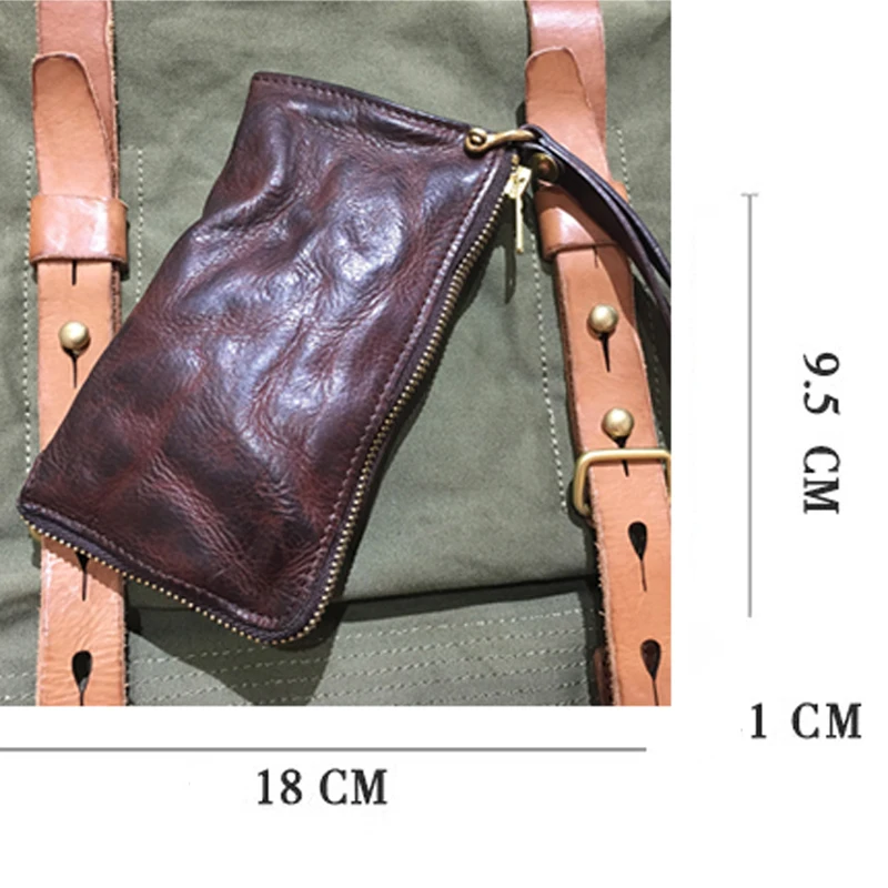 AETOO Locomotive retro long pleated to do old men's first layer cowhide purse hand bag coin purse