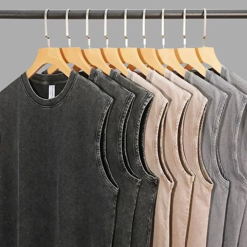Men 100% Cotton Black Washed Tank Top Sleeveless Dark Knight Graphic Print Casual Streetwear Tee