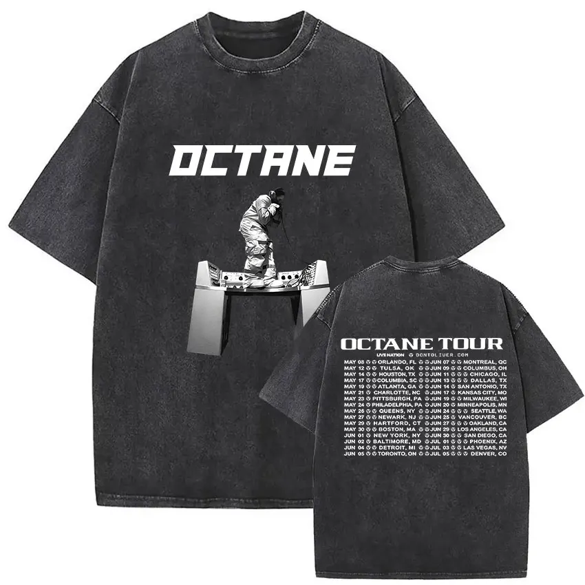 Rapper Don Toliver Octane Tour Album 2026 Vintage Washed Graphics T Shirts Men's Hip Hop Gothic Short Sleeve T-shirts Streetwear