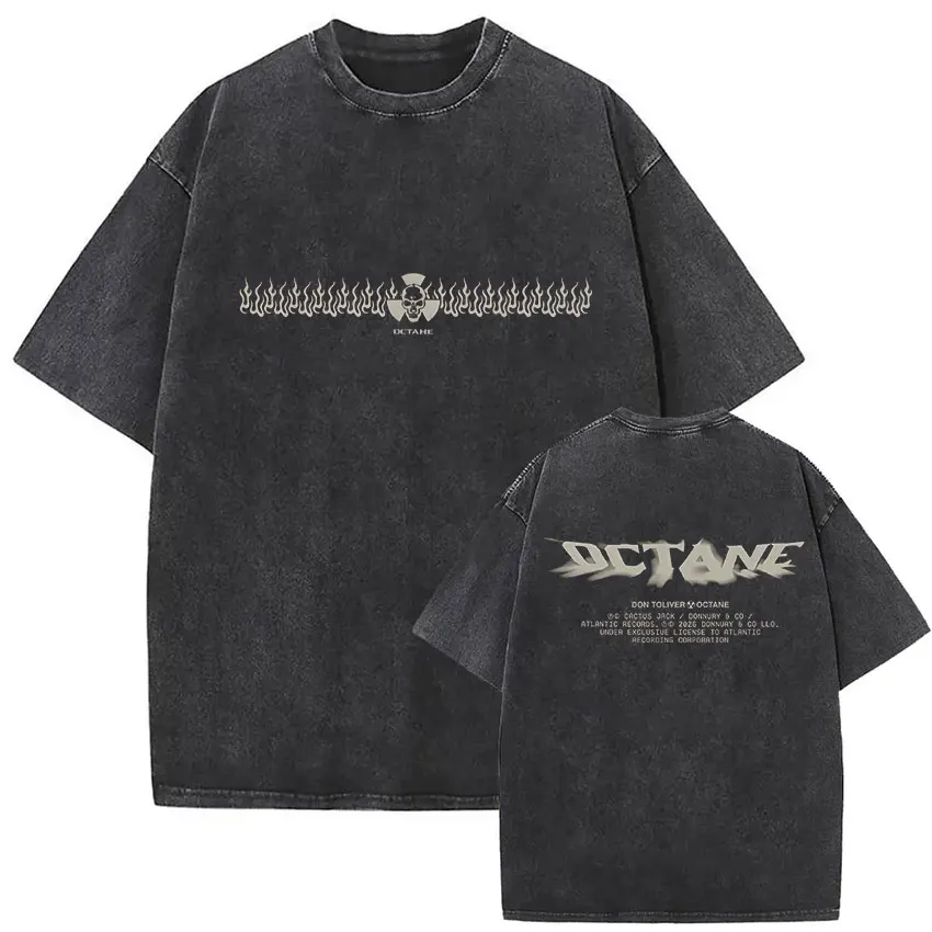 Rapper Don Toliver Octane Tour Album 2026 Vintage Washed Graphics T Shirts Men's Hip Hop Gothic Short Sleeve T-shirts Streetwear