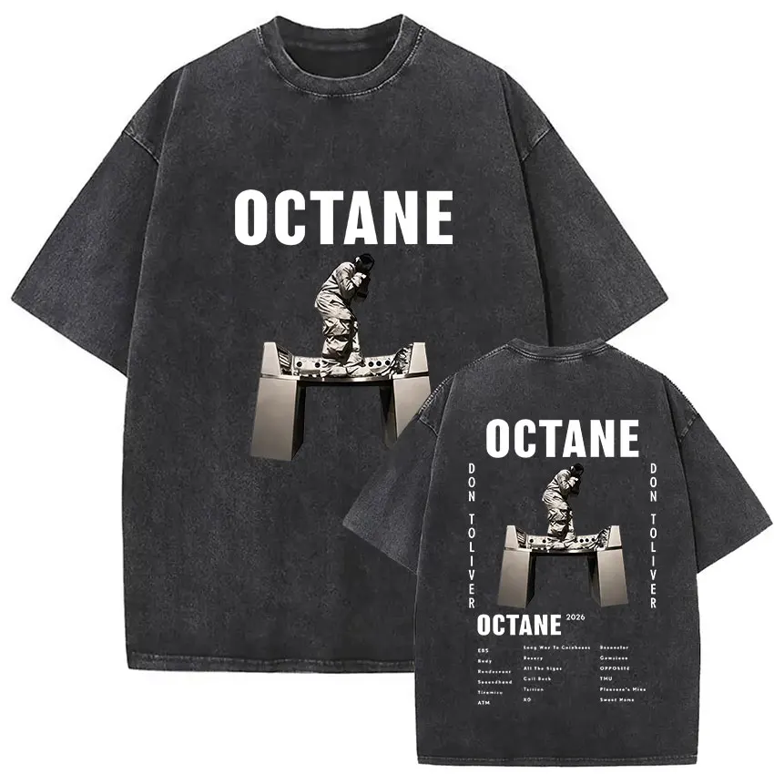 Rapper Don Toliver Octane Tour Album 2026 Vintage Washed Graphics T Shirts Men's Hip Hop Gothic Short Sleeve T-shirts Streetwear