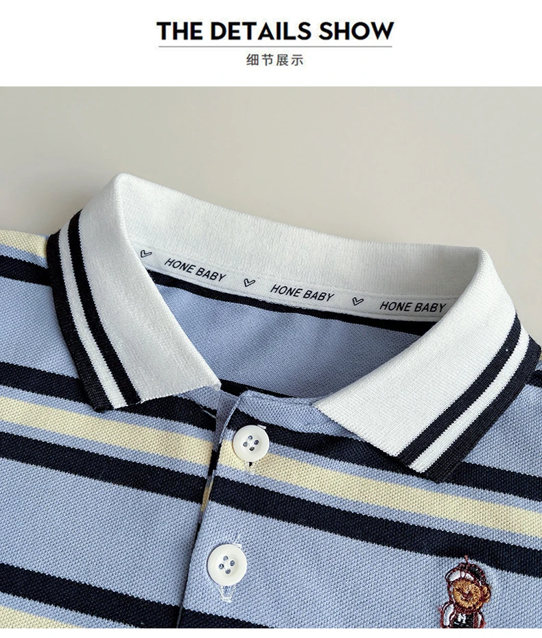 IENENS Boys Clothes Sets Summer Kids Polo-shirt Shorts Suits Striped Sleeves Short Outfit Children Casual Costume