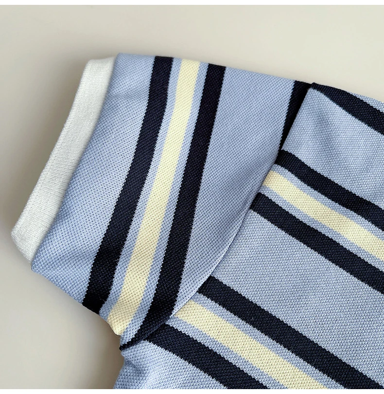IENENS Boys Clothes Sets Summer Kids Polo-shirt Shorts Suits Striped Sleeves Short Outfit Children Casual Costume