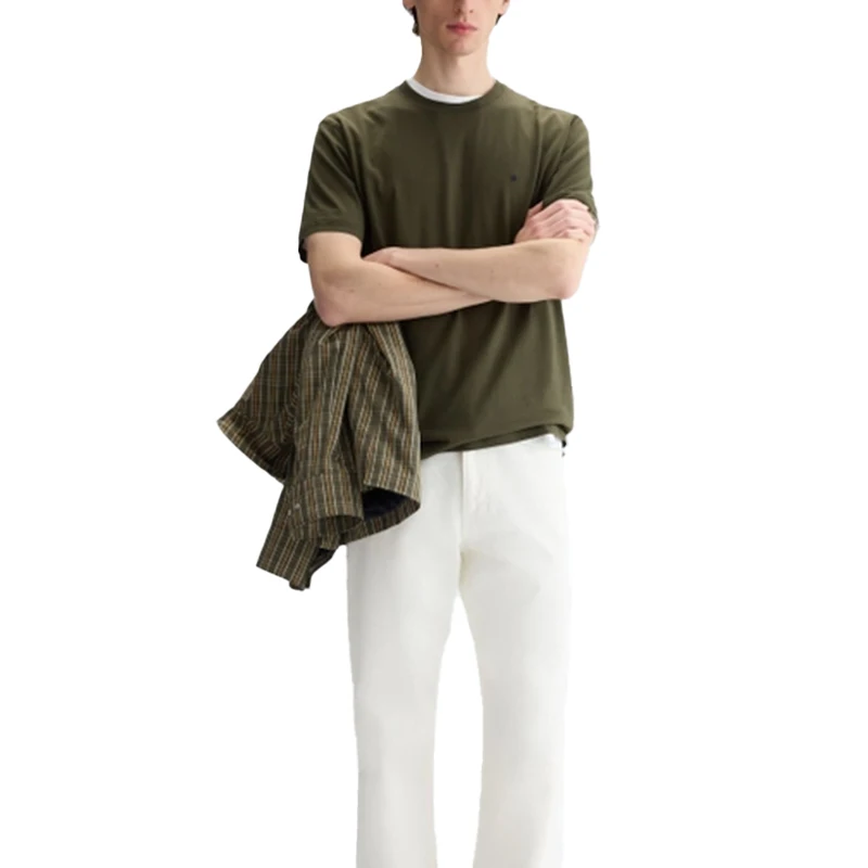 PG Men's Basic Solid Color T-Shirt Crew Neck Short Sleeve Cotton Blend Tee Casual Minimalist Small Logo T Shirts For Daily Wear