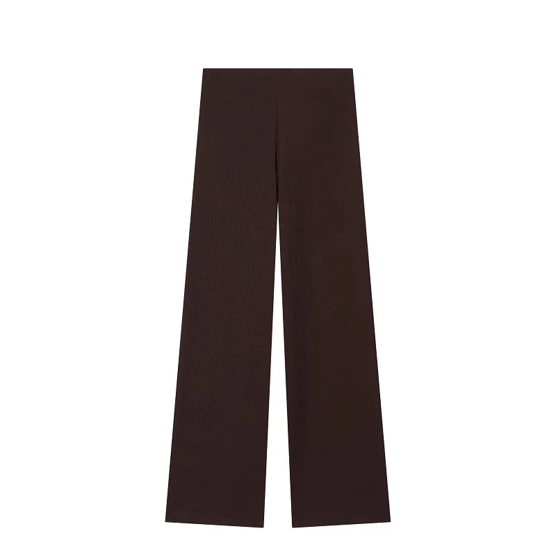 MUJER Textured Women's Pants Sets Casual Straight Leg Pants Set 2 Piece Woman Summer Outfit Mid Waist Women's Top and Bottom Set