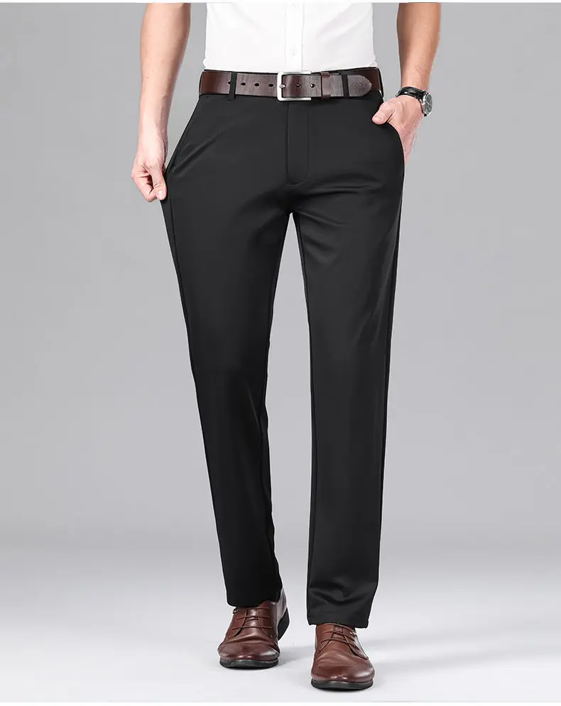 2026 Men's Stretch Dress Pants Classic Straight Fit Male Business Casual Suit Pants Korean Wrinkle Resistant Pants