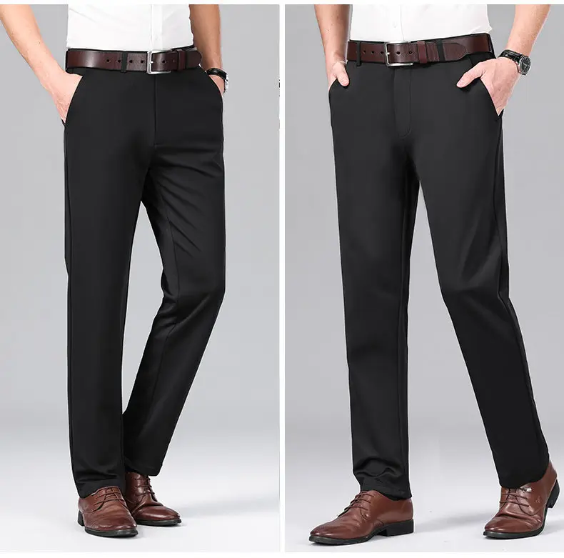 2026 Men's Stretch Dress Pants Classic Straight Fit Male Business Casual Suit Pants Korean Wrinkle Resistant Pants