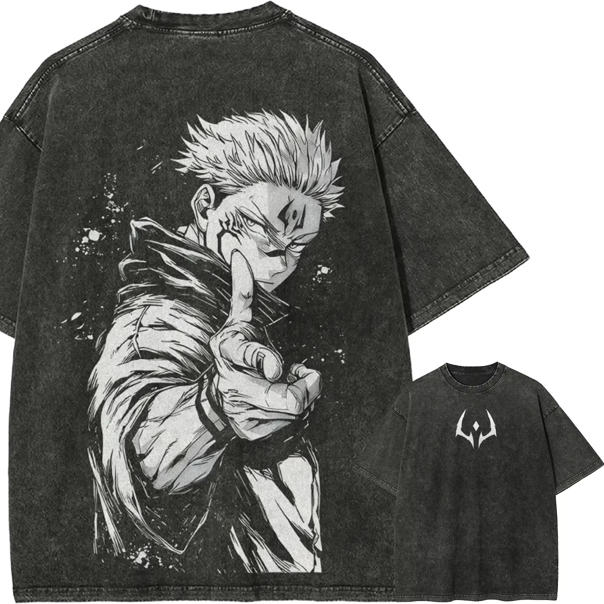 Jujutsu Kaisen Ryomen Sukuna T-Shirt Men Yuji Itadori Graphic Tee Vintage Washed Cotton Anime Streetwear Clothing 2026 Summer