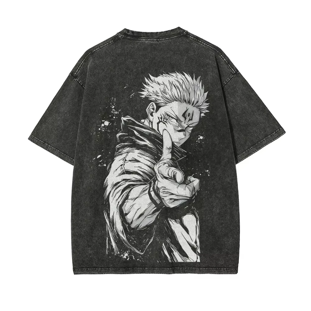 Jujutsu Kaisen Ryomen Sukuna T-Shirt Men Yuji Itadori Graphic Tee Vintage Washed Cotton Anime Streetwear Clothing 2026 Summer