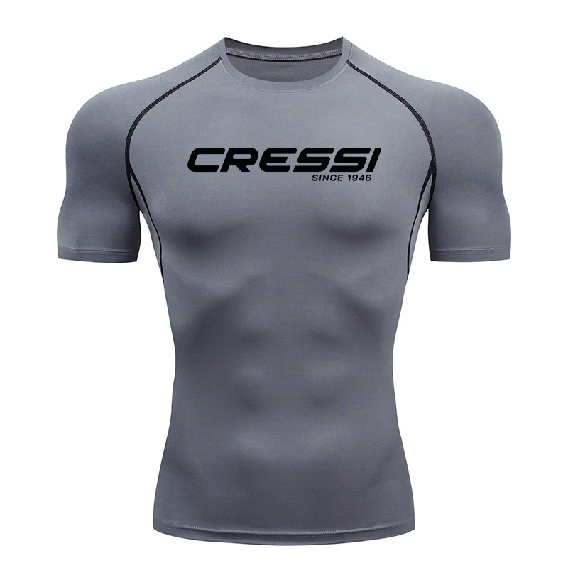 2026 Men Surf Sunscreen Diving Suit Rash Protection t-Shirt Swimsuit Tight Short-Sleeved Swimming Floating UV tee shirt homme
