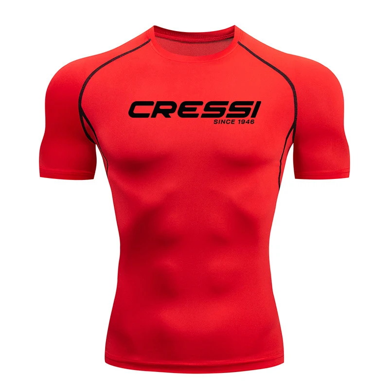 2026 Men Surf Sunscreen Diving Suit Rash Protection t-Shirt Swimsuit Tight Short-Sleeved Swimming Floating UV tee shirt homme