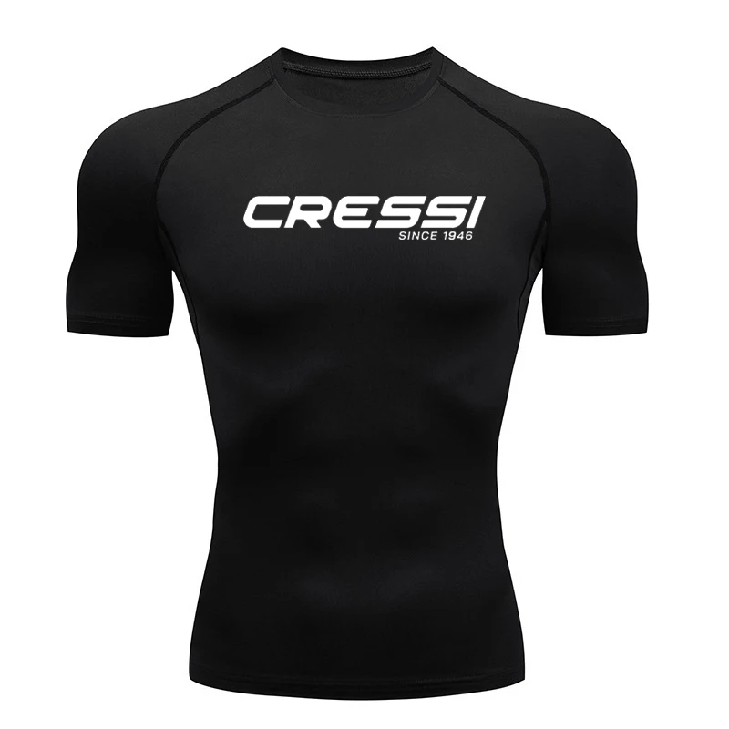 2026 Men Surf Sunscreen Diving Suit Rash Protection t-Shirt Swimsuit Tight Short-Sleeved Swimming Floating UV tee shirt homme
