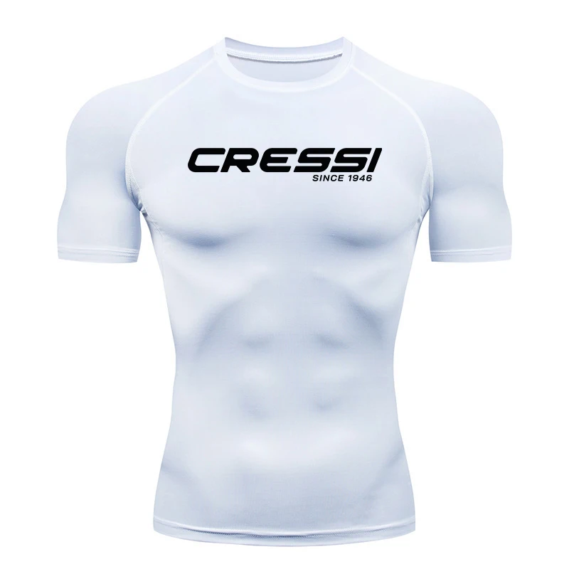 2026 Men Surf Sunscreen Diving Suit Rash Protection t-Shirt Swimsuit Tight Short-Sleeved Swimming Floating UV tee shirt homme