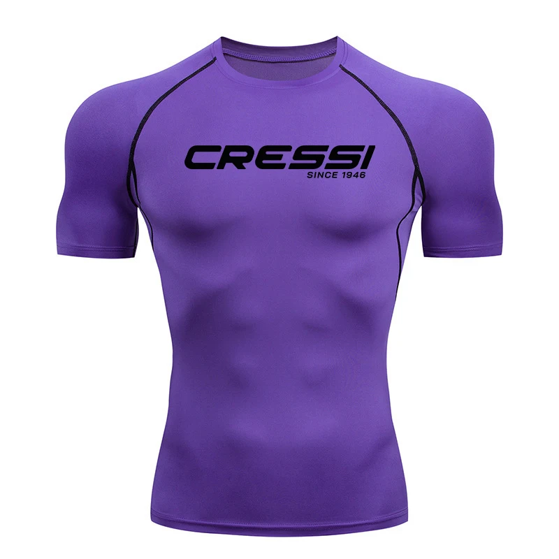 2026 Men Surf Sunscreen Diving Suit Rash Protection t-Shirt Swimsuit Tight Short-Sleeved Swimming Floating UV tee shirt homme
