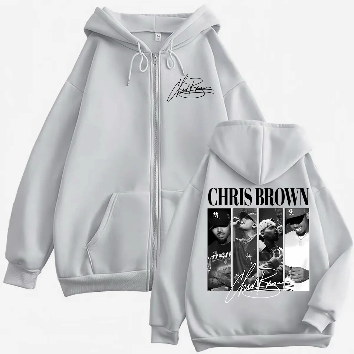 Rapper Chris Brown Graphic Zipper Hoodies Men Women Vintage Fashion Zip Up Pullovers Harajuku Hip Hop Long Sleeve Sweatshirts