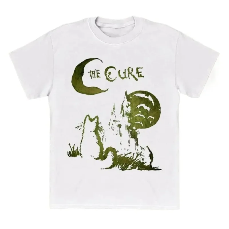 The Cure Cat T-shirt 90s Alt Indie Rock Clothes Band T Shirt Hip Hop Short Sleeve Tee Men Women Clothing Y2k Tops