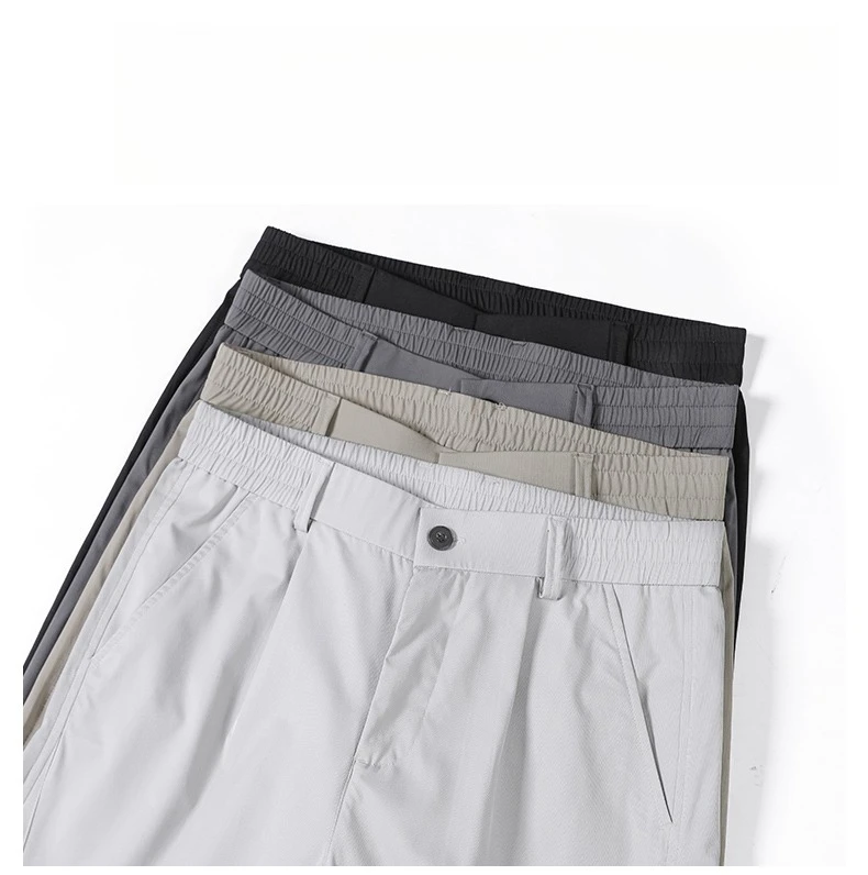 Brand Clothing Spring Summer Thin Men's Casual Straight Trousers Elastic Waist Outdoor Business Solid Color Long Pants Male