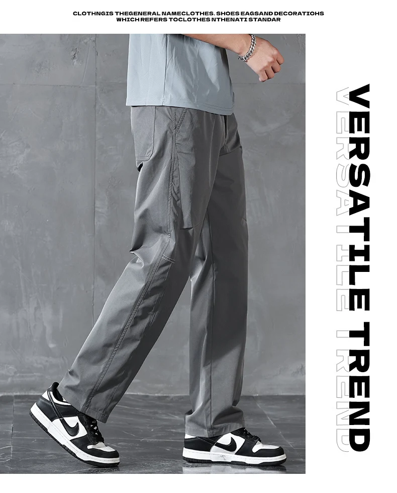 Brand Clothing Spring Summer Thin Men's Casual Straight Trousers Elastic Waist Outdoor Business Solid Color Long Pants Male