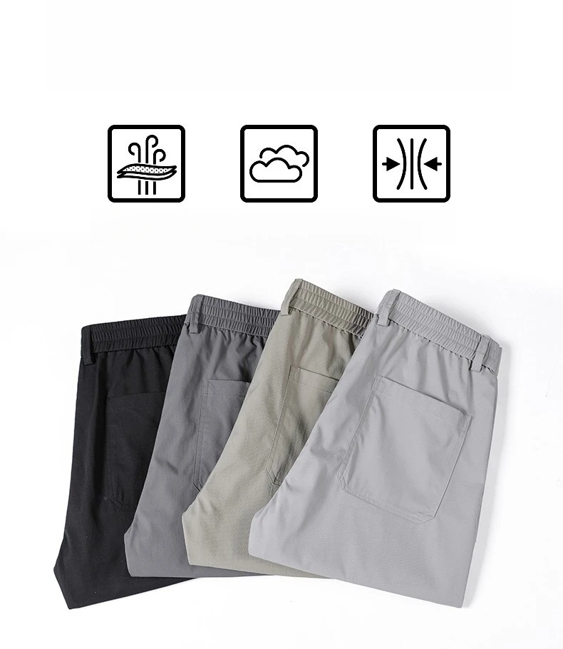Brand Clothing Spring Summer Thin Men's Casual Straight Trousers Elastic Waist Outdoor Business Solid Color Long Pants Male
