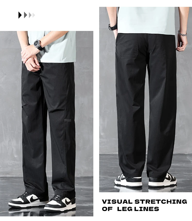 Brand Clothing Spring Summer Thin Men's Casual Straight Trousers Elastic Waist Outdoor Business Solid Color Long Pants Male