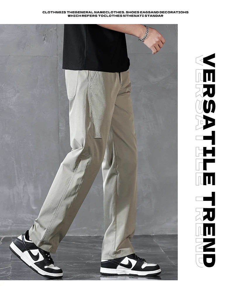 Brand Clothing Spring Summer Thin Men's Casual Straight Trousers Elastic Waist Outdoor Business Solid Color Long Pants Male