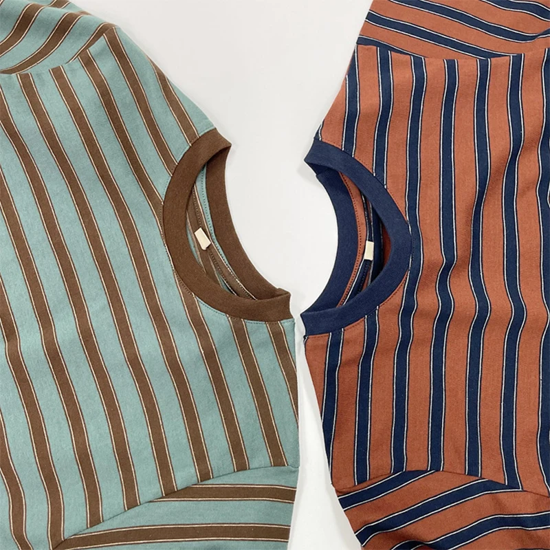 New Summer Baby Boys T-shirt Cotton Striped Simple Short Sleeve Tees Tops For 1 2 3 4 5 6 Years Kids Children Casual Clothes